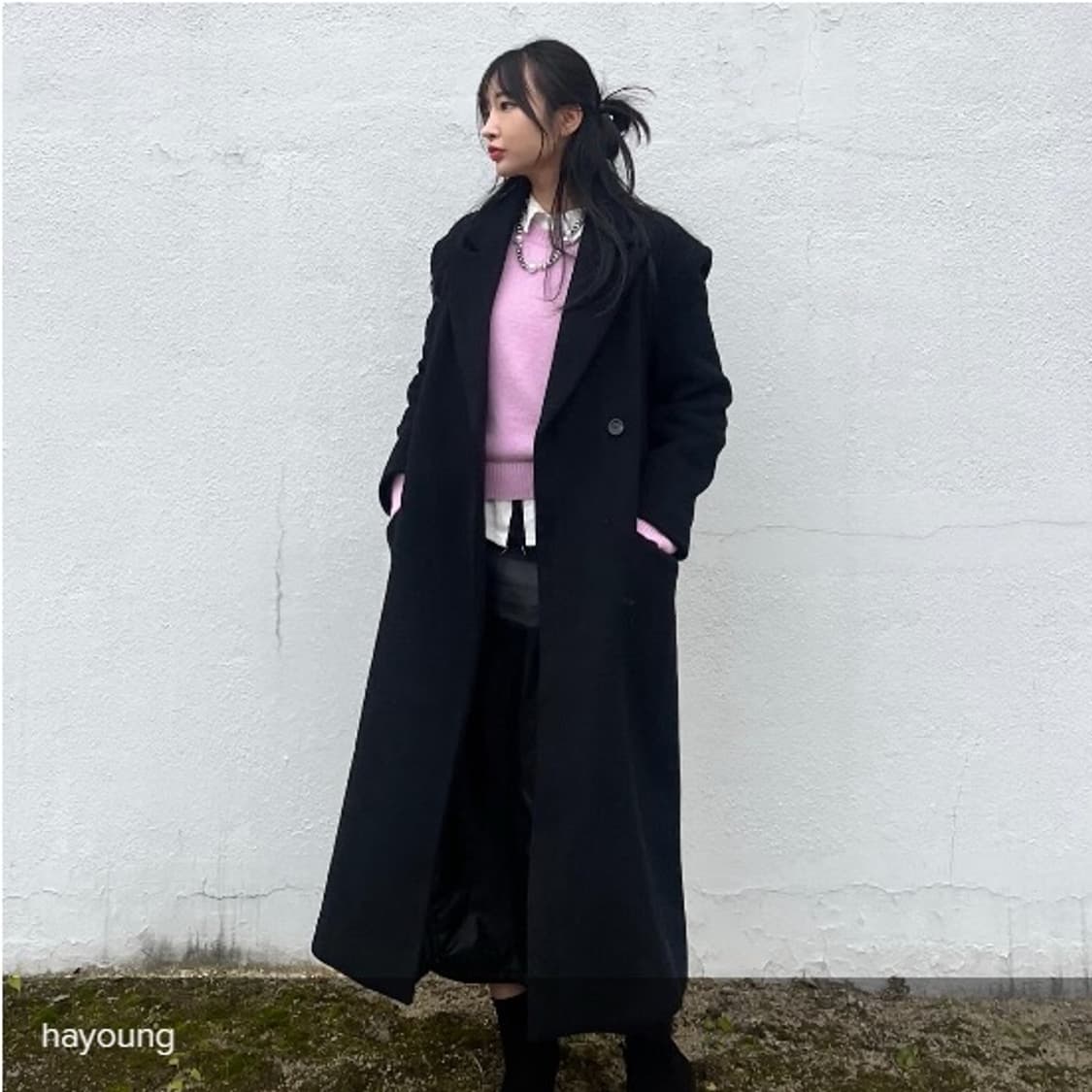 320쇼룸 울 롱코트 블랙 상품이미지2