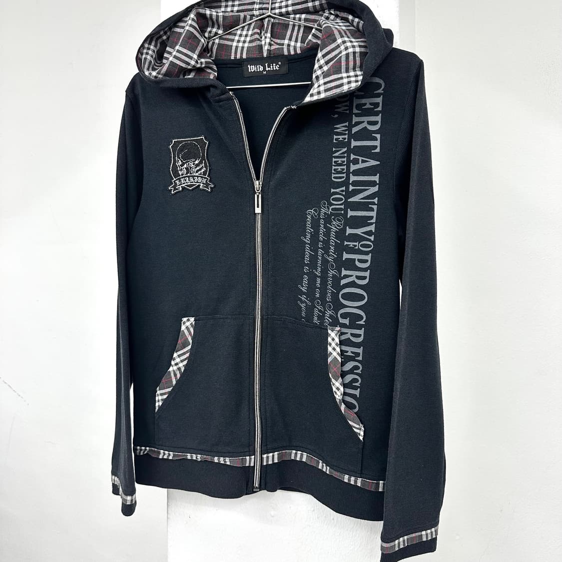 Skull embroidery punk hood zip 상품이미지4