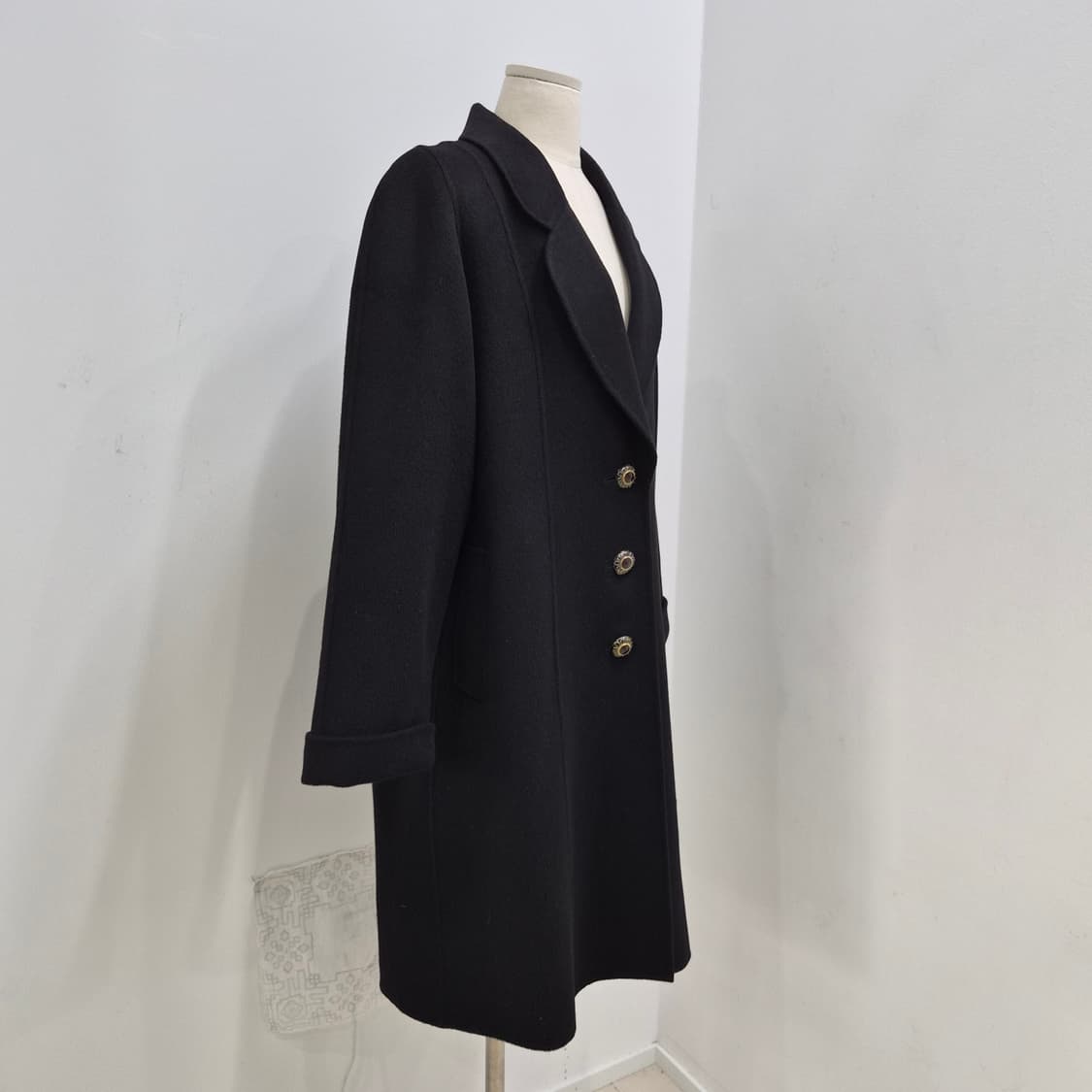 캐시미어 100 블랙 롱 코트 상품이미지2