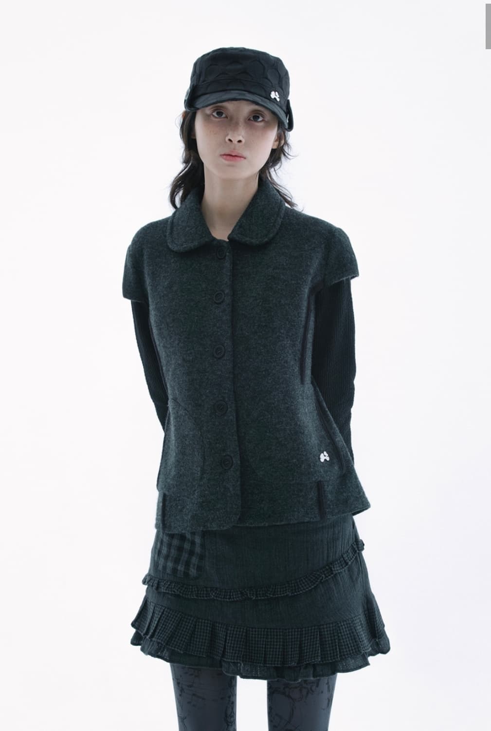 허그유어스킨 라운드 카라 니트 자켓 (차콜) 상품이미지3