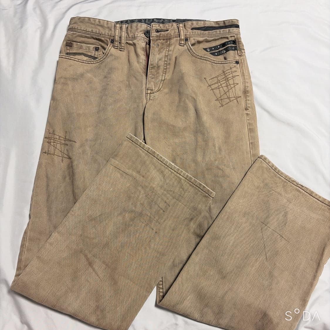 Armani Exchange 아르마니 베이지 부츠컷 워싱 데님팬츠 상품이미지1