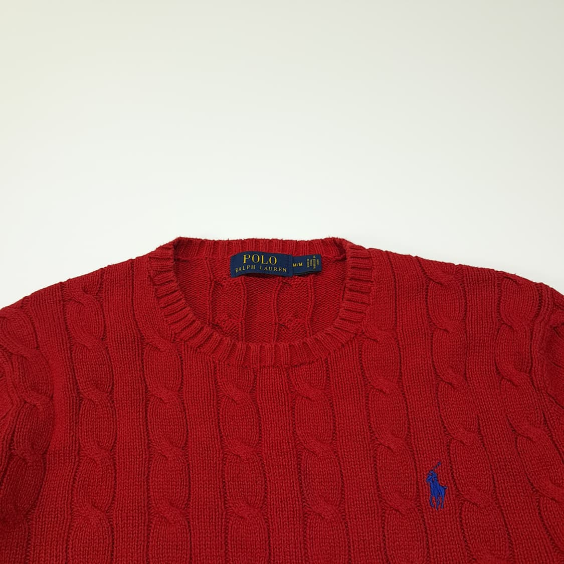 CL006 폴로 코튼 블루포니 레드 케이블 니트 스웨터 상품이미지2