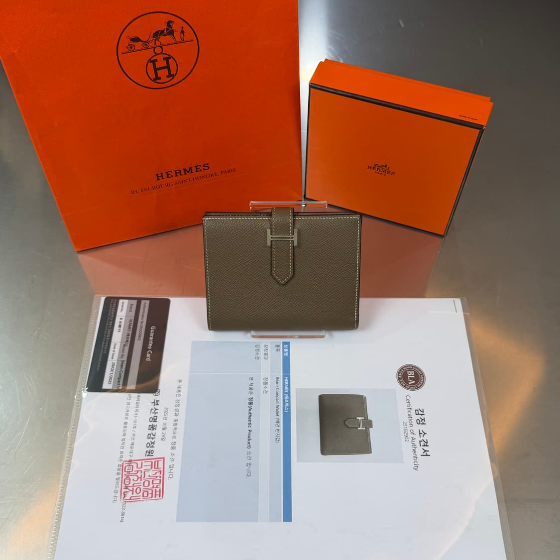 [리오브] 에르메스 베안 앱송 실버 에토프 컴팩트 반지갑 상품이미지1