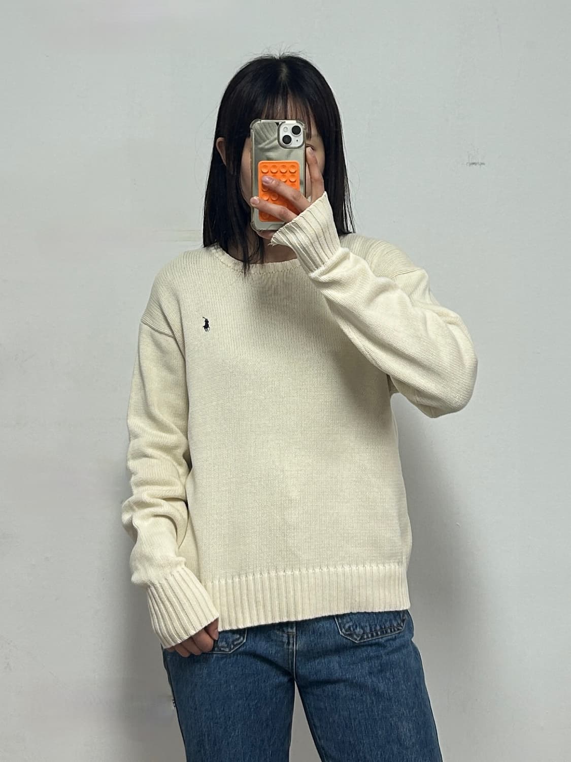 90s 폴로 랄프로렌 포니로고 아이보리 코튼 니트 상품이미지1