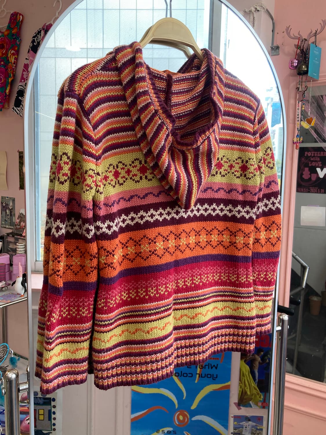 빈티지 노르딕 패턴 니트 후드집업 상품이미지4