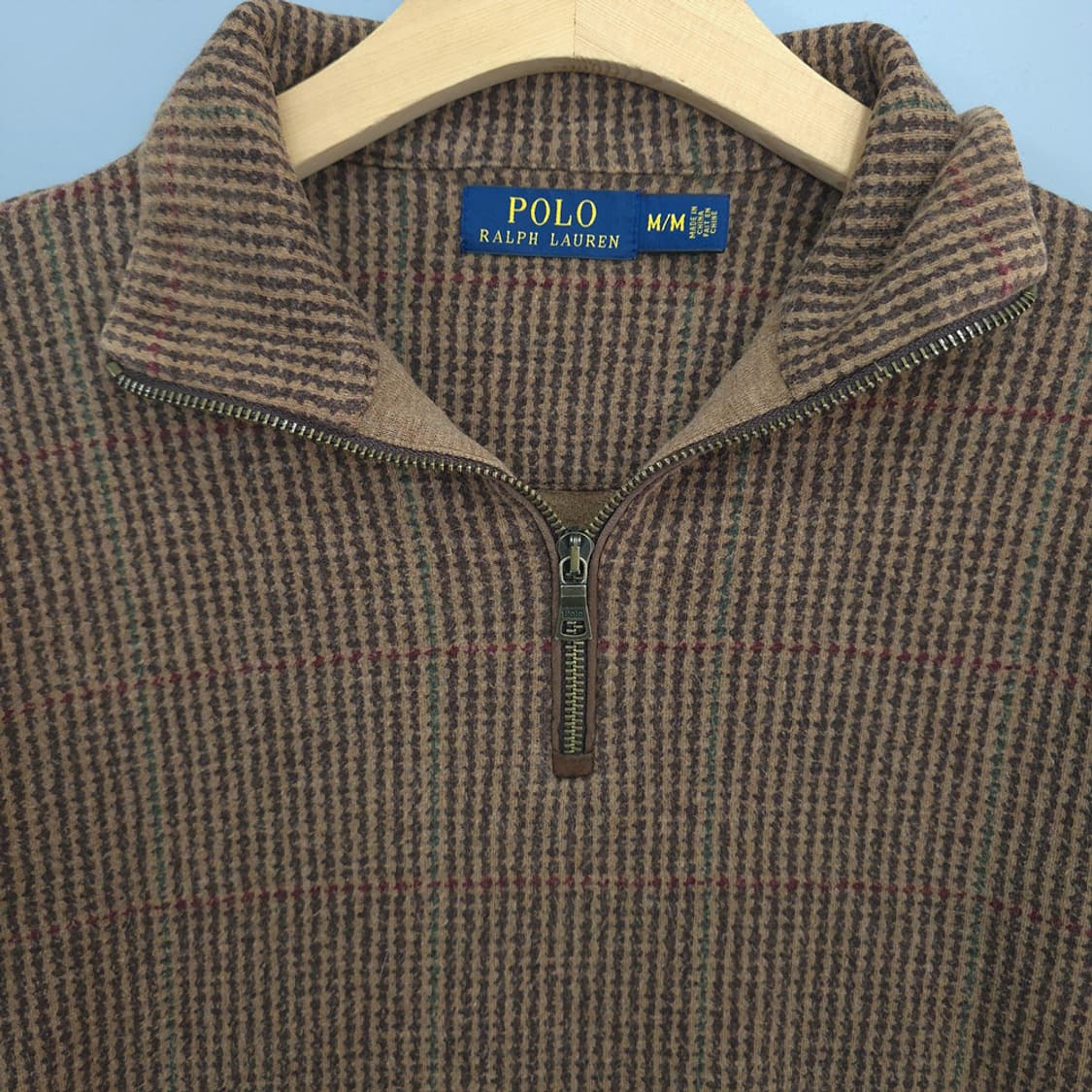 폴로 랄프로렌 브라운 체크 하프 집업 니트 상품이미지2