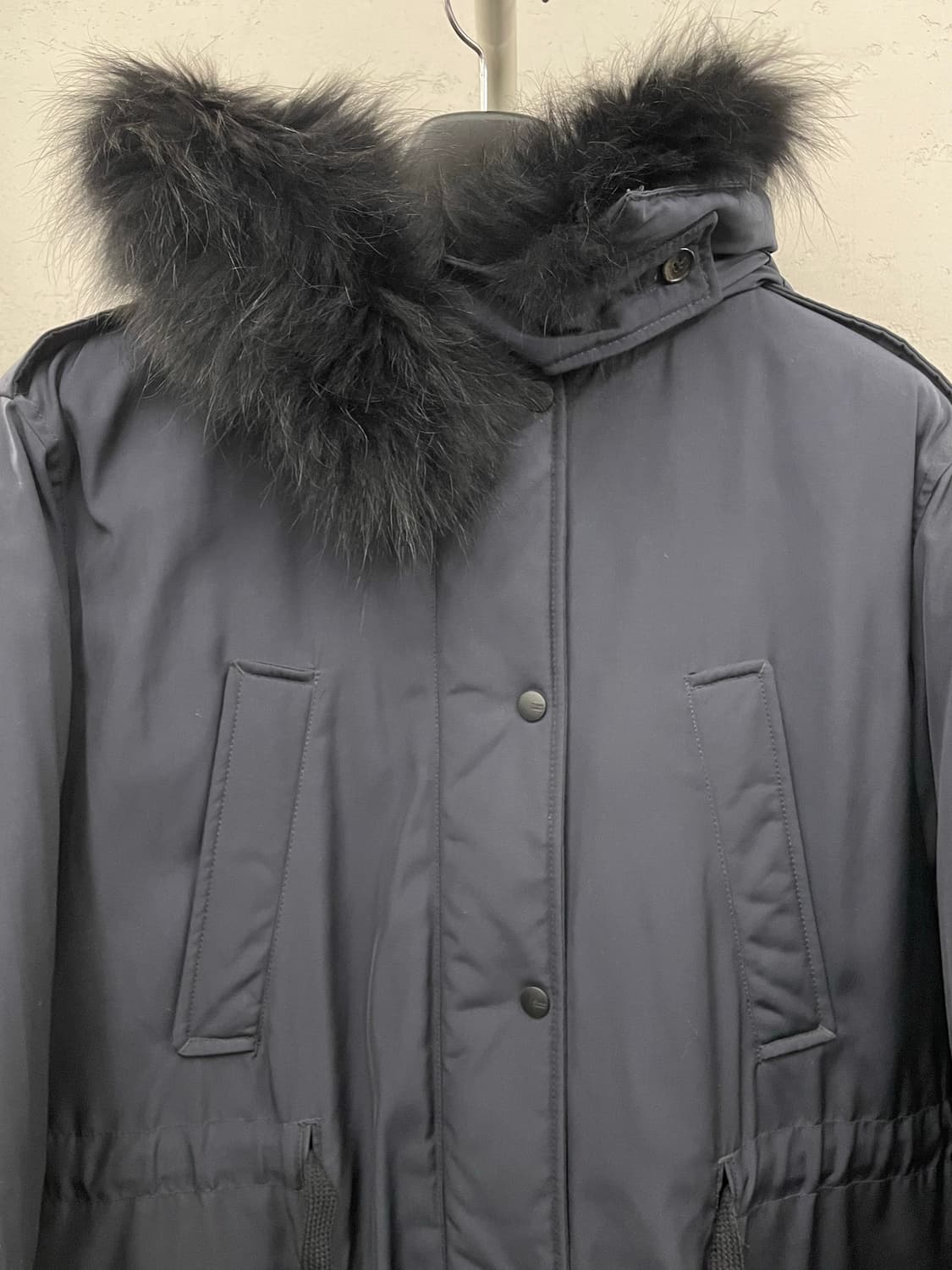 스튜디오 톰보이 라쿤 퍼 후드 덕다운 롱패딩 블랙 S 상품이미지3