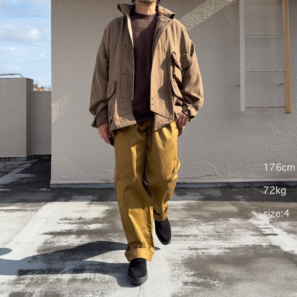 [4] 캡틴선샤인 25aw 울 서지 헌터자켓 브라운 상품이미지4