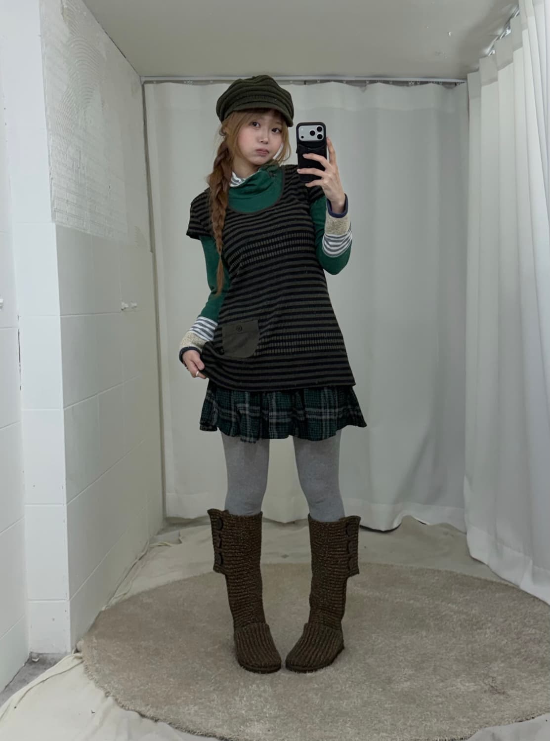 그린 너드 하구미 모리걸 가디건 코디세트 상품이미지2