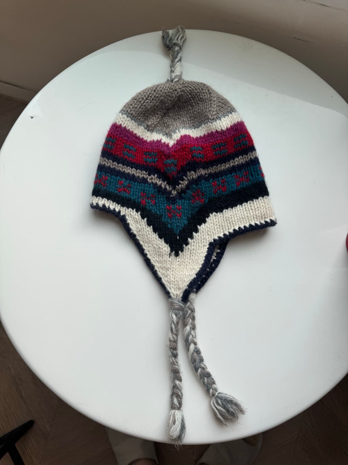 JPN 노르딕 패턴 이어플랩 비니 미중고 상품이미지3