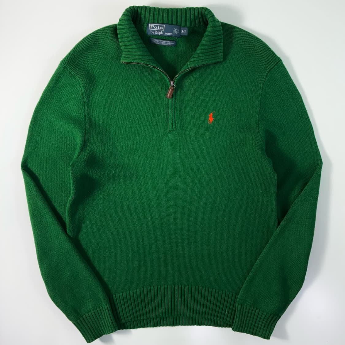 Polo  폴로 랄프로렌 자수 코튼 반집업 그린 니트 상품이미지1