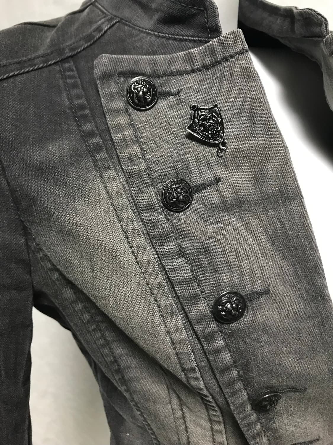 빈티지 아카이브 펑크 흑청 워싱 데님 나폴레옹 자켓 상품이미지4