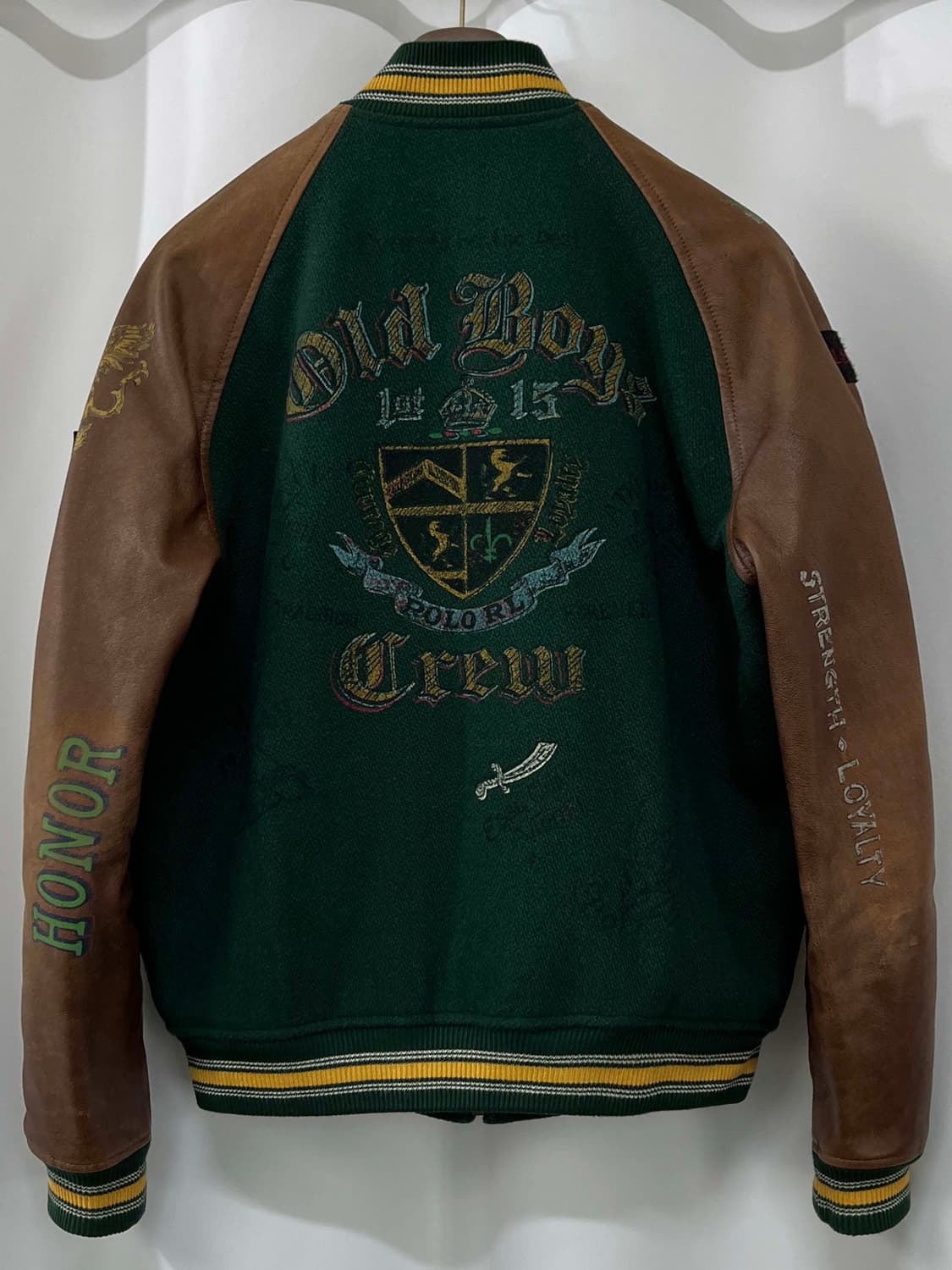 폴로 랄프로렌 올드보이 레더 올오버 그래피티 레터맨 울 바시티 자켓 상품이미지2