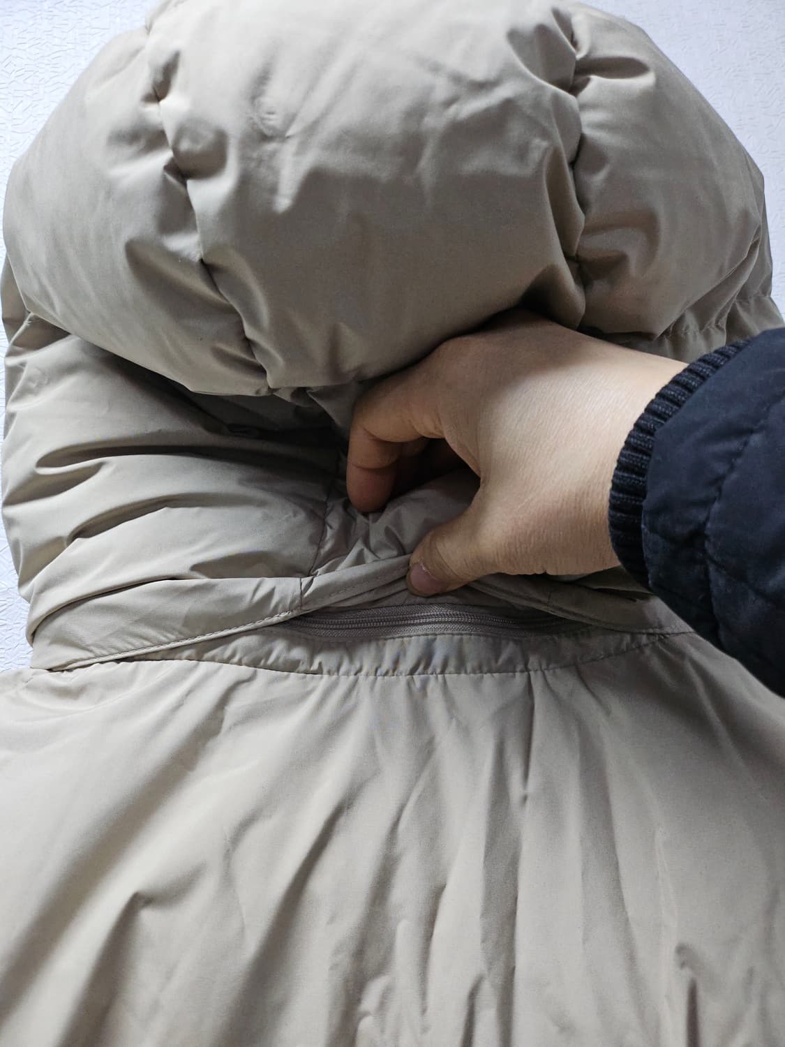 MLB 키즈 165  구스 다운 베이지 후두 패딩 .남여가능 상품이미지3