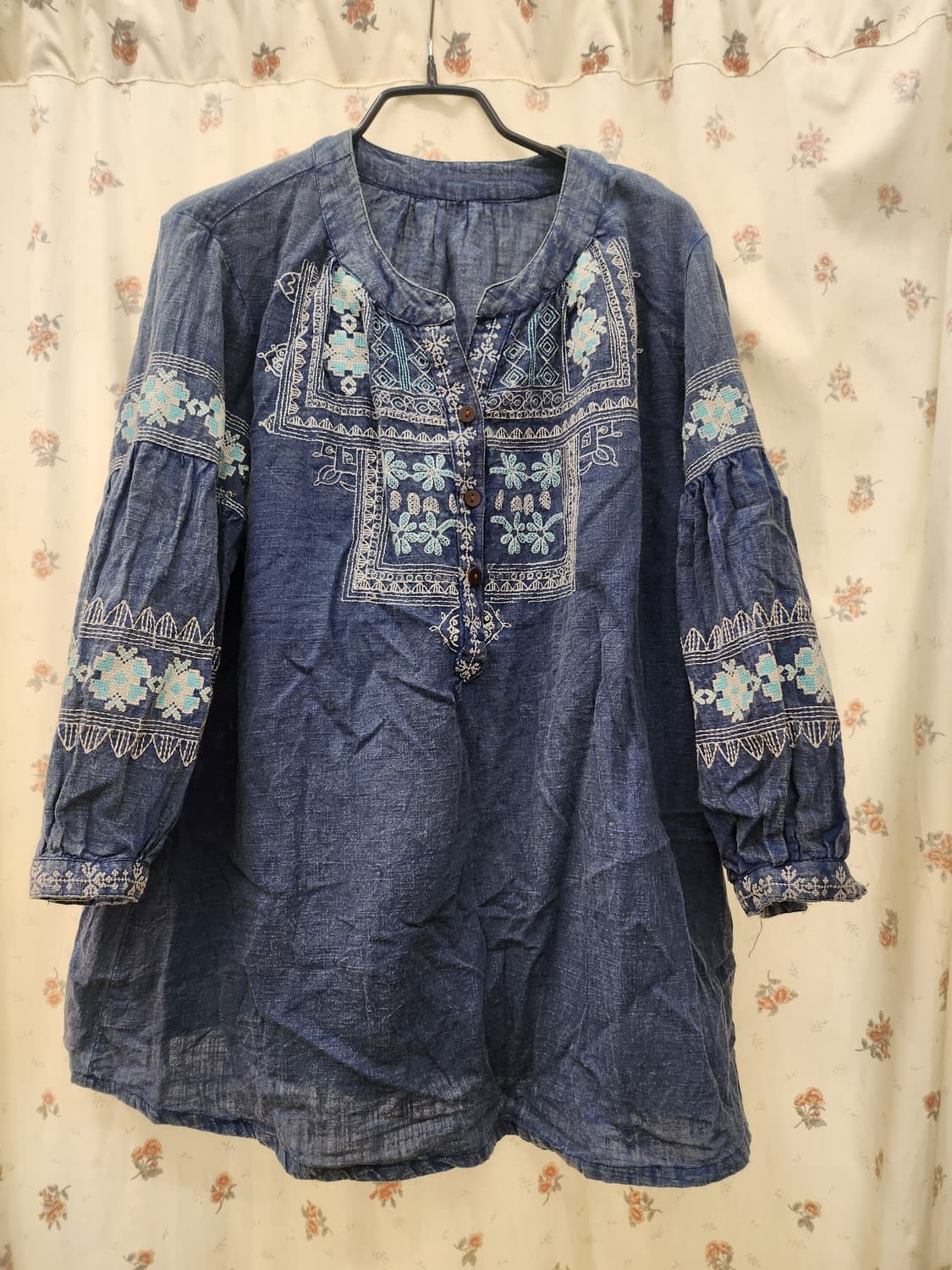 (지구샵)  7부 소매 청히피 블라우스  상품이미지1