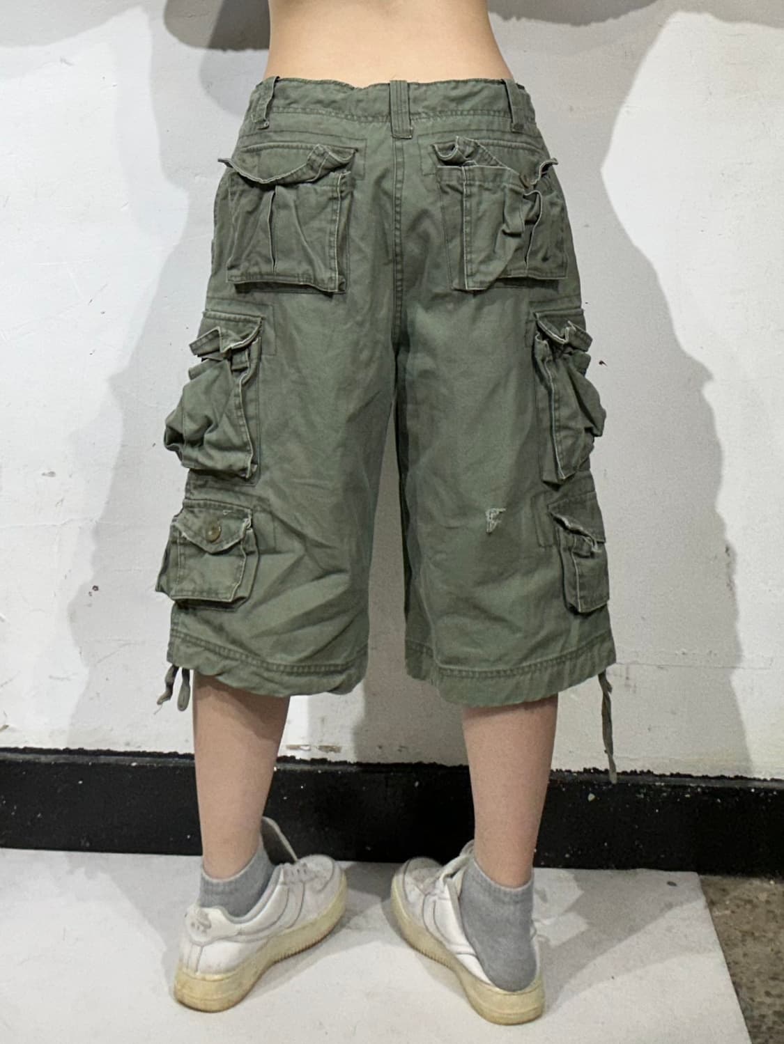 빈티지 카키 멀티 포켓 카고 반바지 버뮤다 팬츠 L 상품이미지3