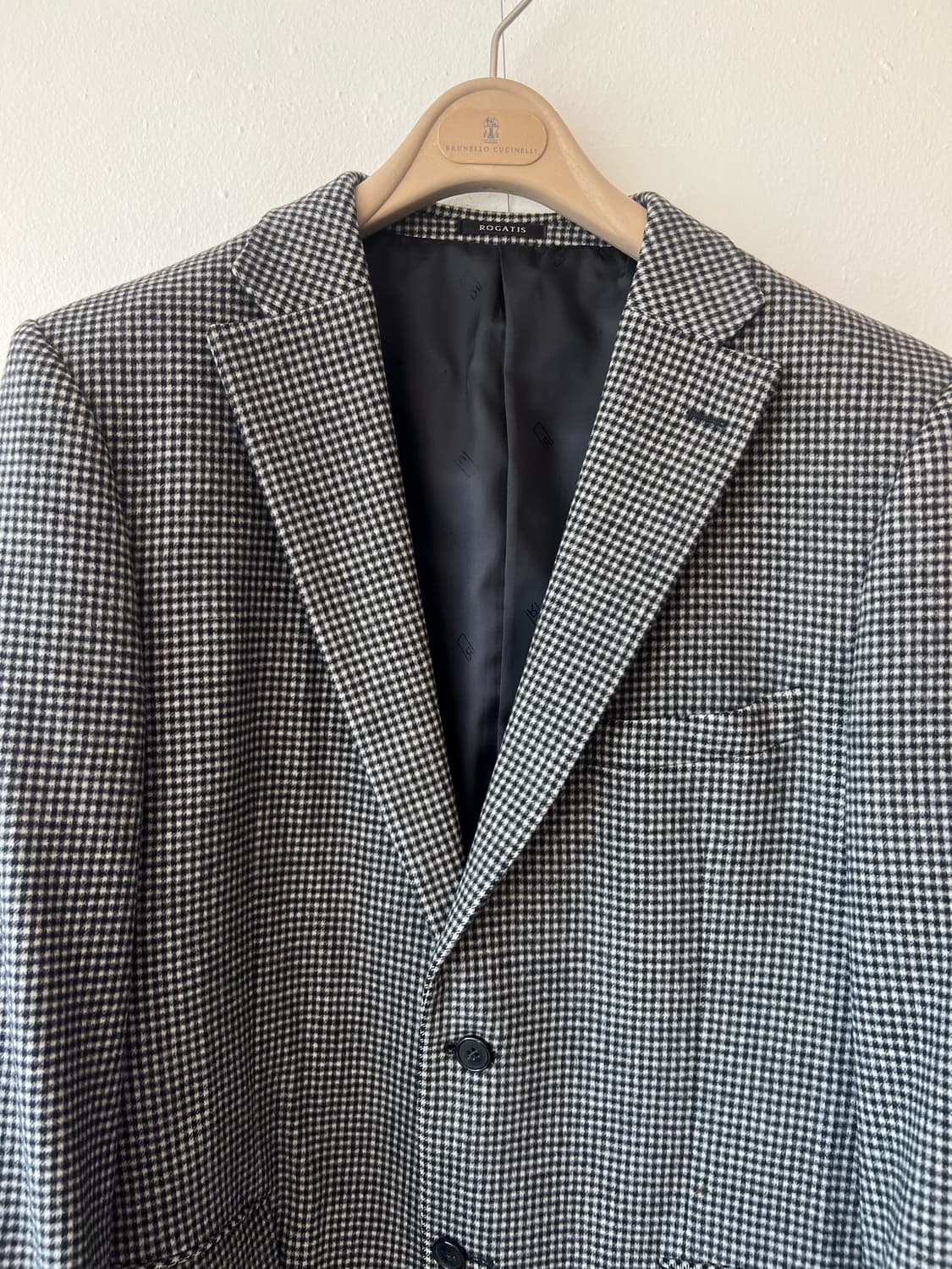 로가디스 남성 블랙 하운드투스체크 울캐시미어자켓 싱글자켓 상품이미지1