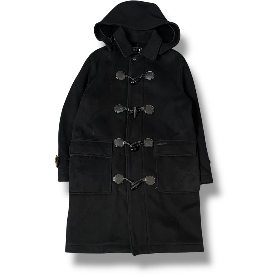 NII 혼방 블랙 후드 더플 코트 95 상품이미지1