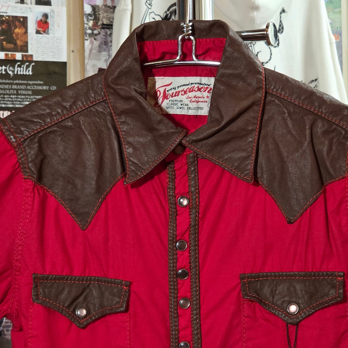 JPN 돈피 레드 웨스턴 반팔 셔츠 상품이미지2