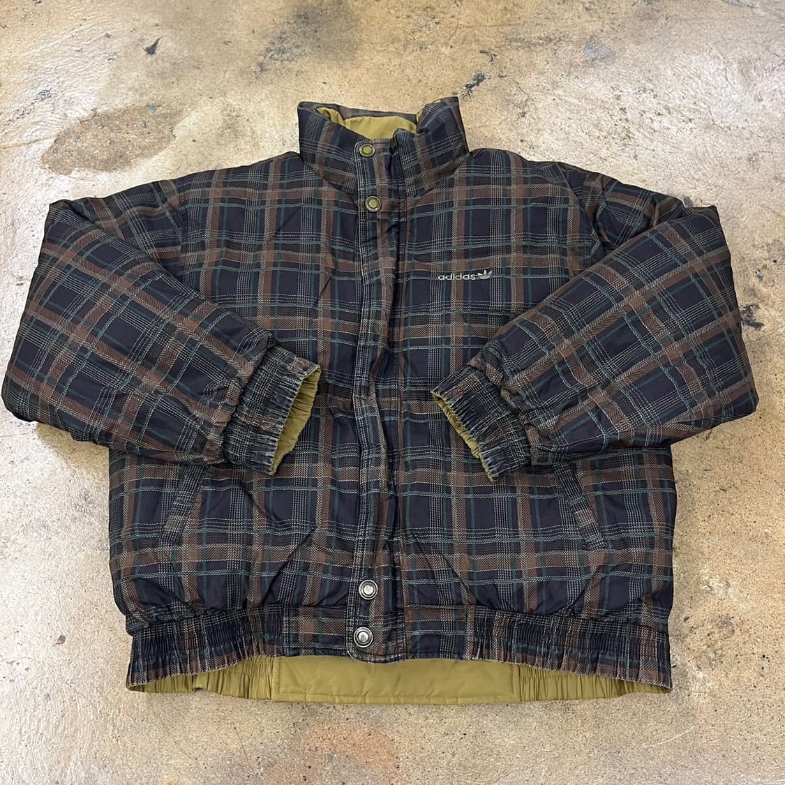 아디다스 양면 리버시블 체크 연두 그린 숏패딩 95 상품이미지2