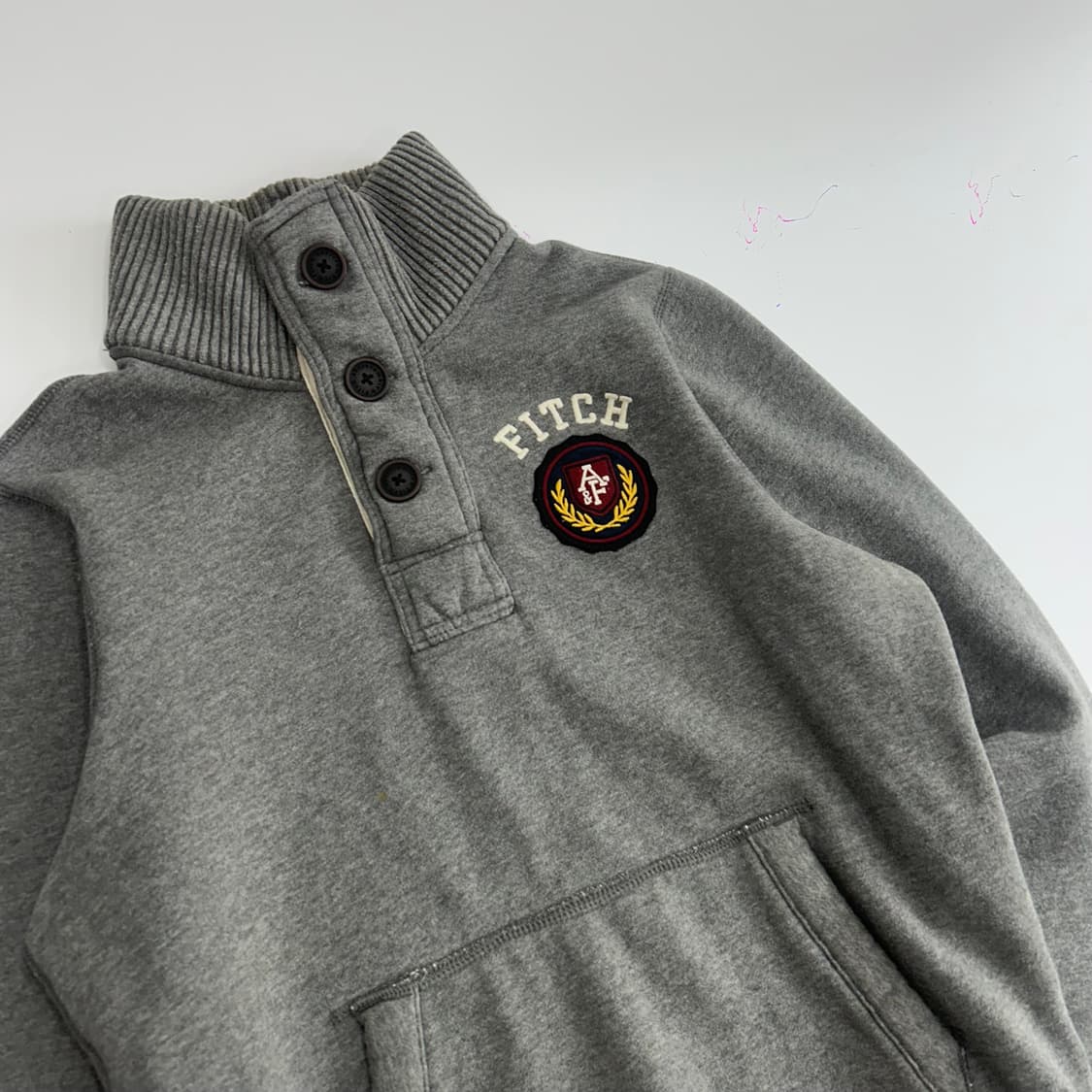 Abercrombie 아베크롬비 하이넥 버튼업 그레이 롱슬리브 상품이미지4