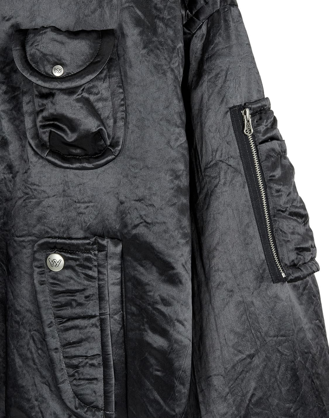 open yy (오픈와이와이) 새틴 카고 봄버 차콜 S 상품이미지4