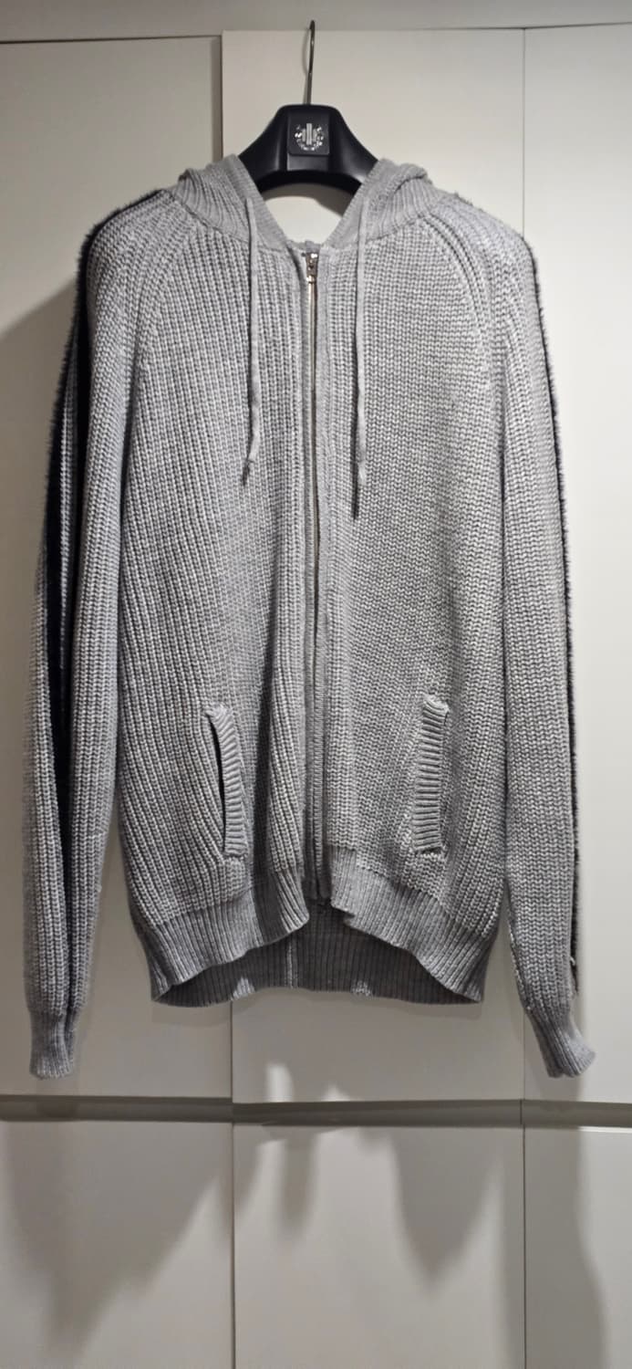 트릴리온 워셔블 헤어리 브러쉬 트랙 후드 집업 니트 그레이 상품이미지2