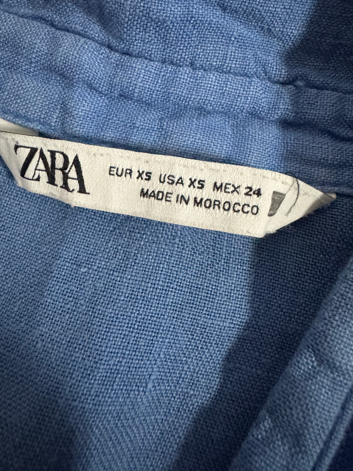 여성 자라 ZARA 오픈넥 린넨 반팔 크롭 셔츠 S 상품이미지3