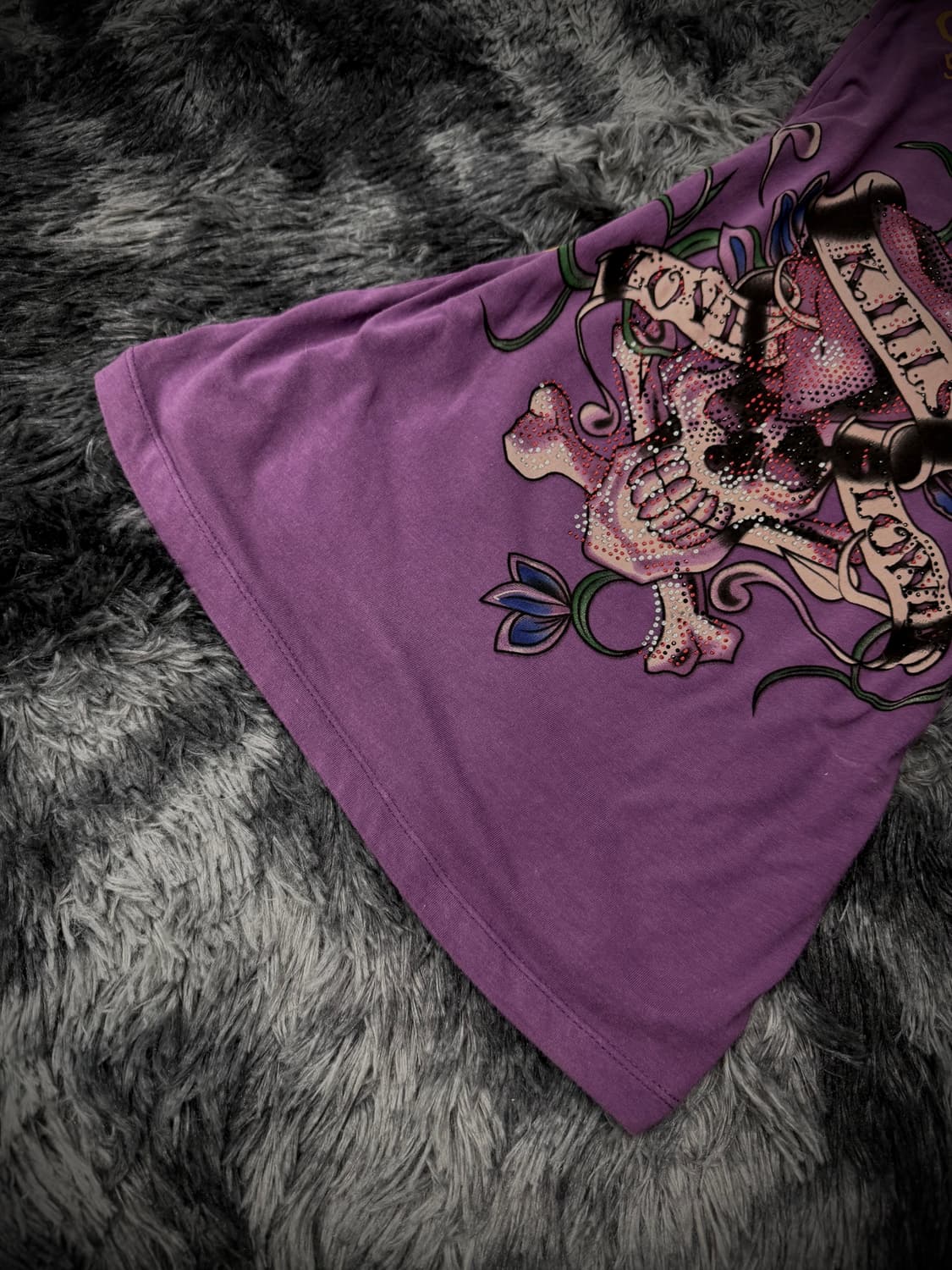 Ed Hardy 하트 스컬 큐빅  퍼플 롱 슬리브리스 상품이미지4