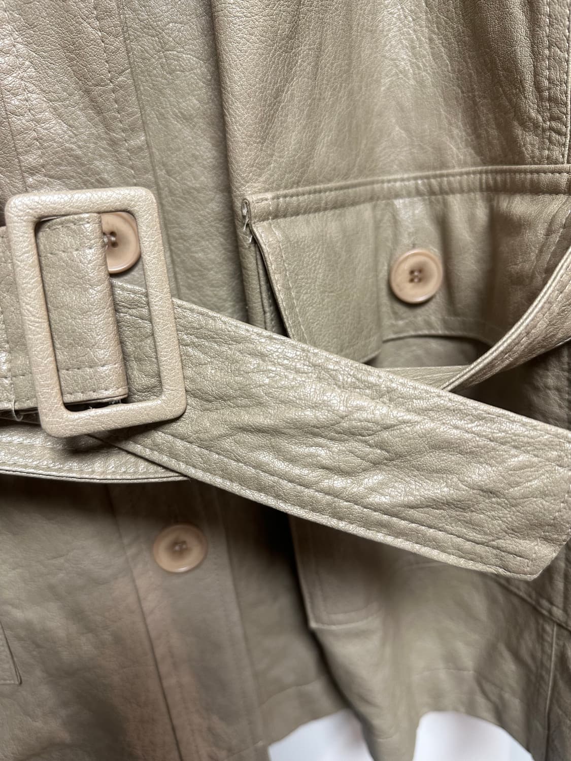 plate 레더 하프 베이지 벨트 자켓 상품이미지3