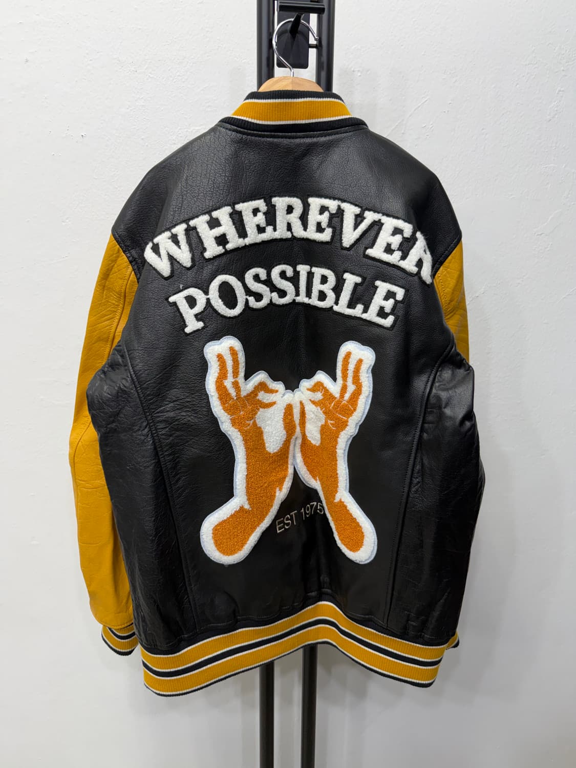 정품) 자라 블랙 레더 배색 스타디움 천연소가죽 자켓 M 상품이미지5