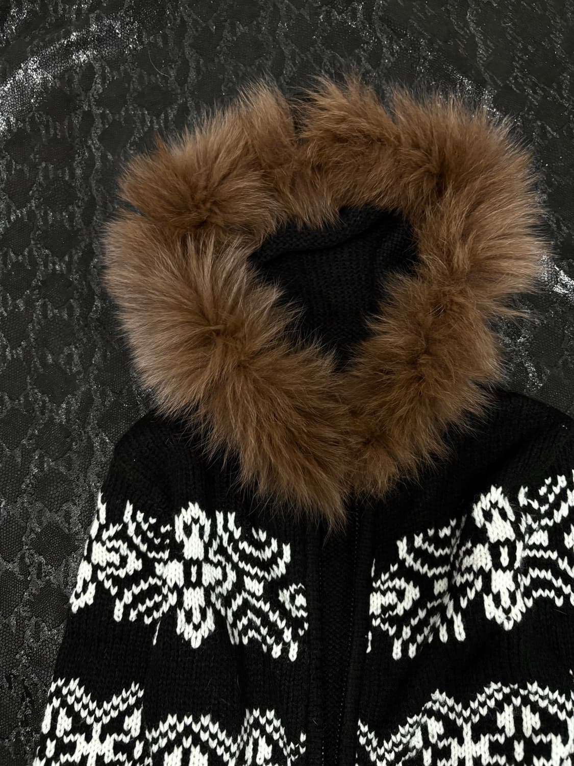 “Vintage”00’s Brown Fur Black Knit 2-way 상품이미지9