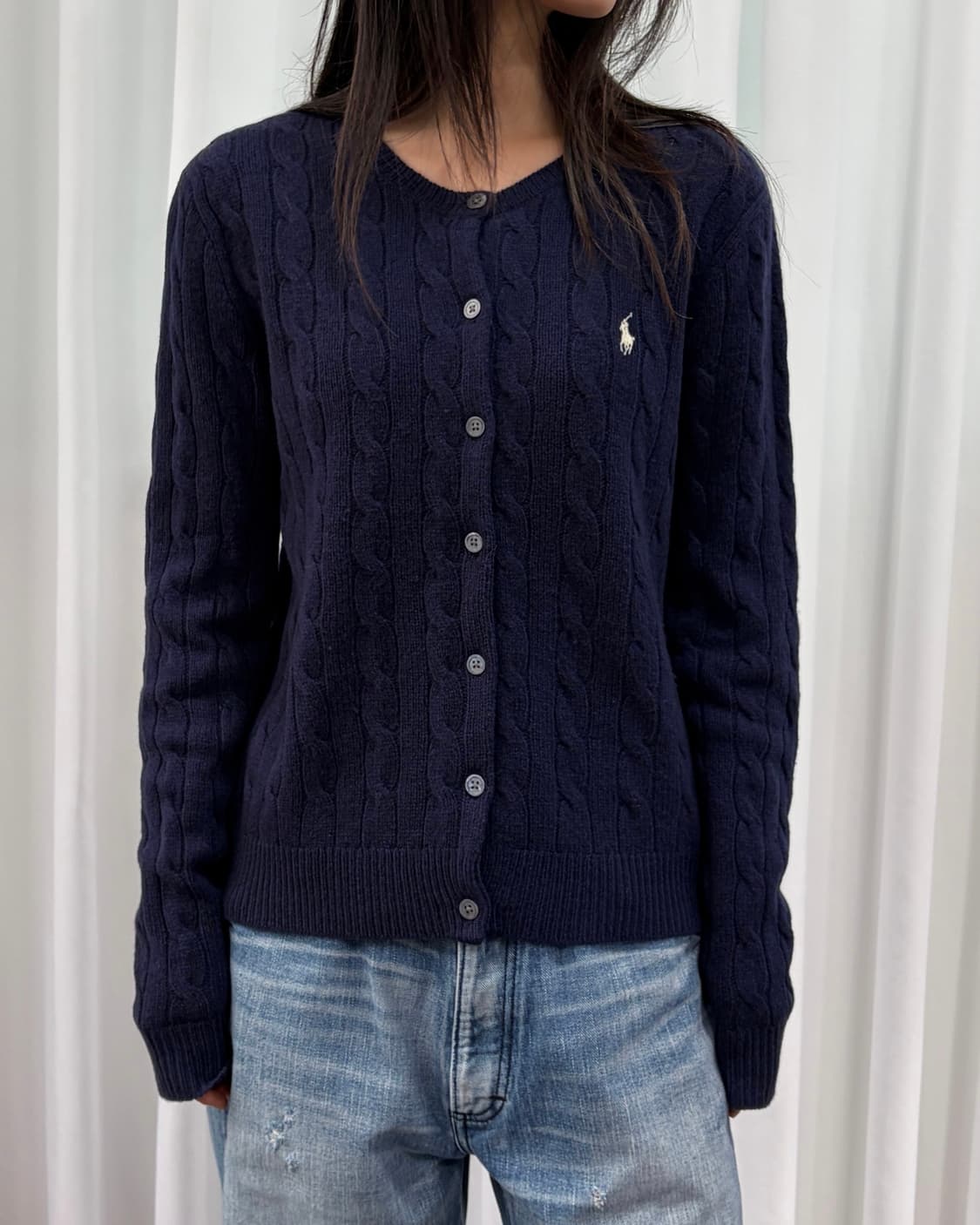 [M]폴로 랄프로렌 캐시미어 케이블 니트 가디건 navy 상품이미지3