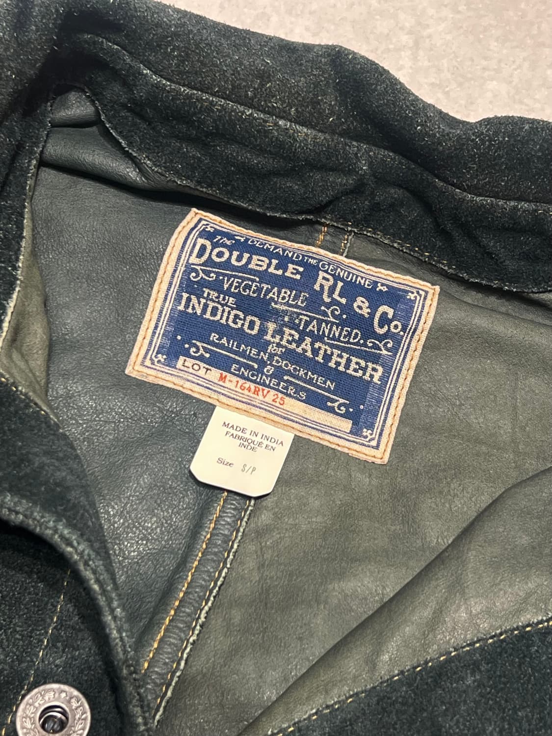 더블알엘 인디고 러프아웃 스웨이드 가죽 재킷 상품이미지4