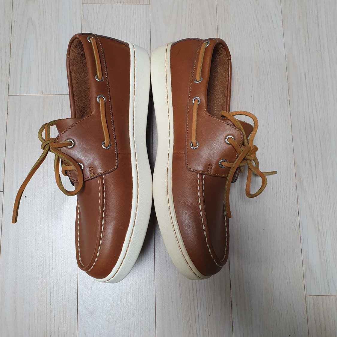 새제품265) 스페리 보트슈즈 구두 로퍼 천연가죽 탄 브라운 Cup 상품이미지7