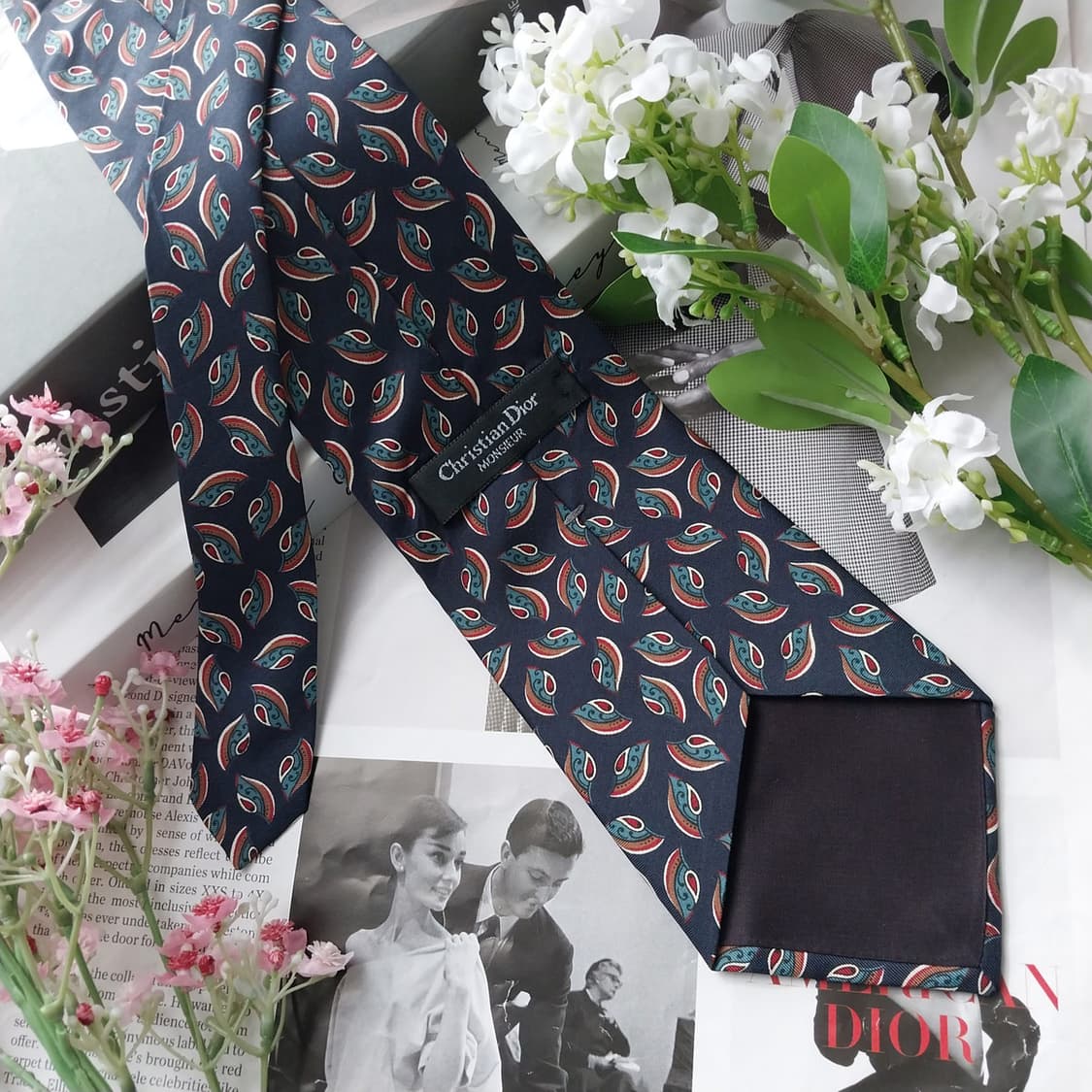 크리스찬 디올 실크 페이즐리 모티브 넥타이 9.7cm A+등급 K2192 상품이미지5