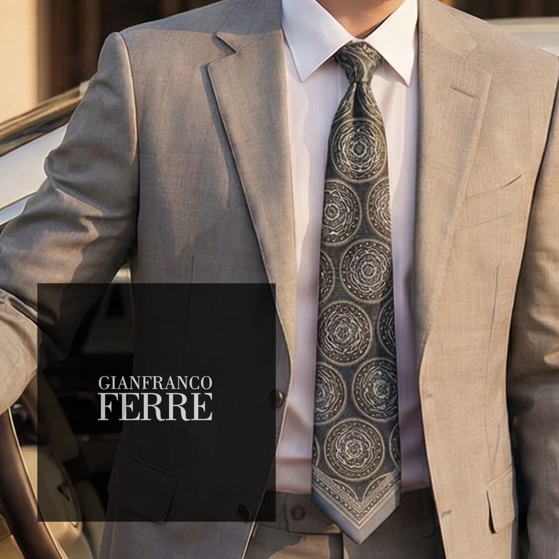 지안프랑코 페레 메달리온 패턴 넥타이 9.2cm A+~A등급 K1952 상품이미지1