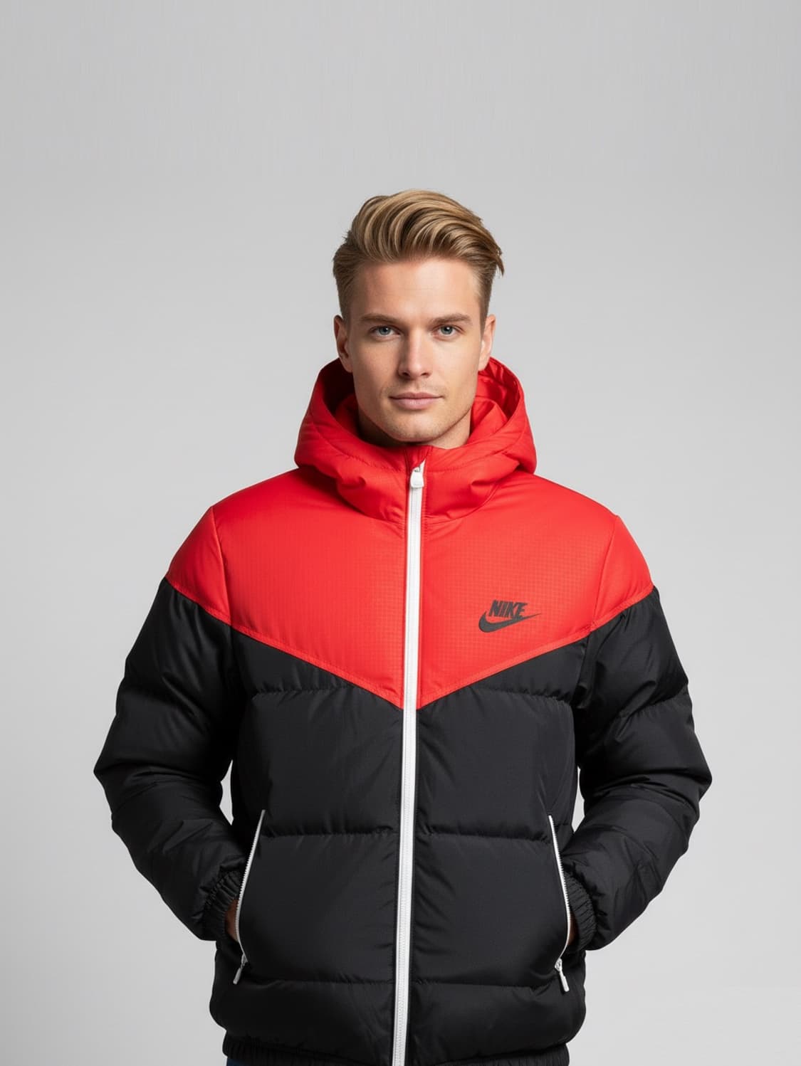 나이키 빈티지 윈드러너 오리털 패딩 자켓 레드/블랙 남녀공용 90사이즈 상품이미지2
