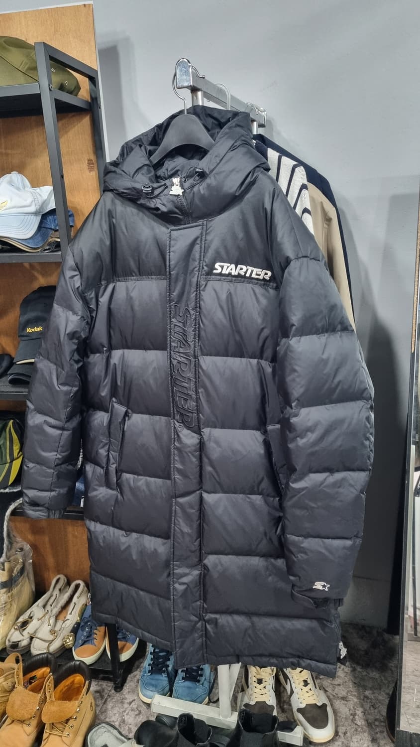 스타터 검정색 오리솜털 롱패딩 xL(105~110) 컨디션10/9 상품이미지1
