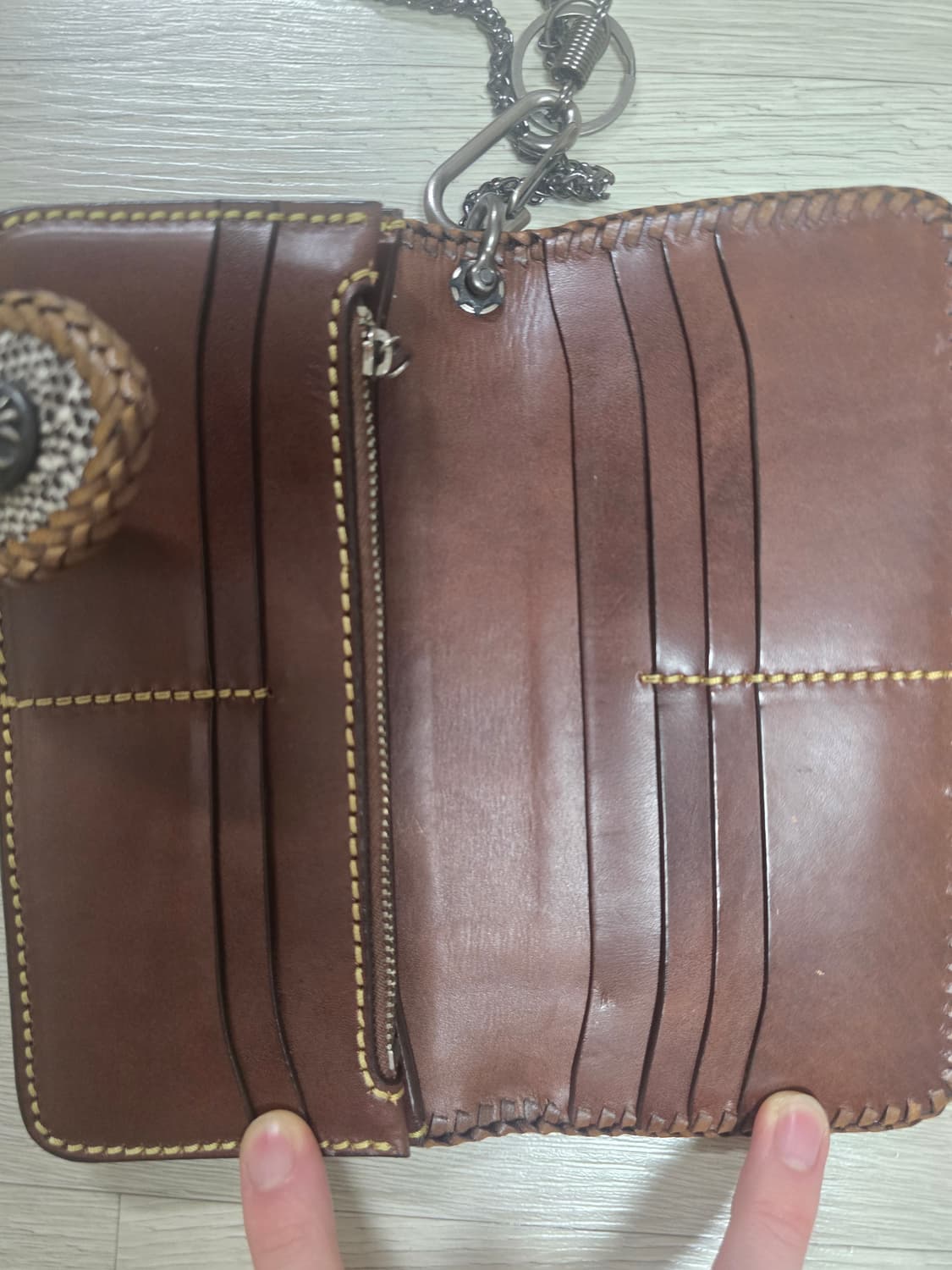 핸드메이드 악어가죽 체인 장지갑 상품이미지4