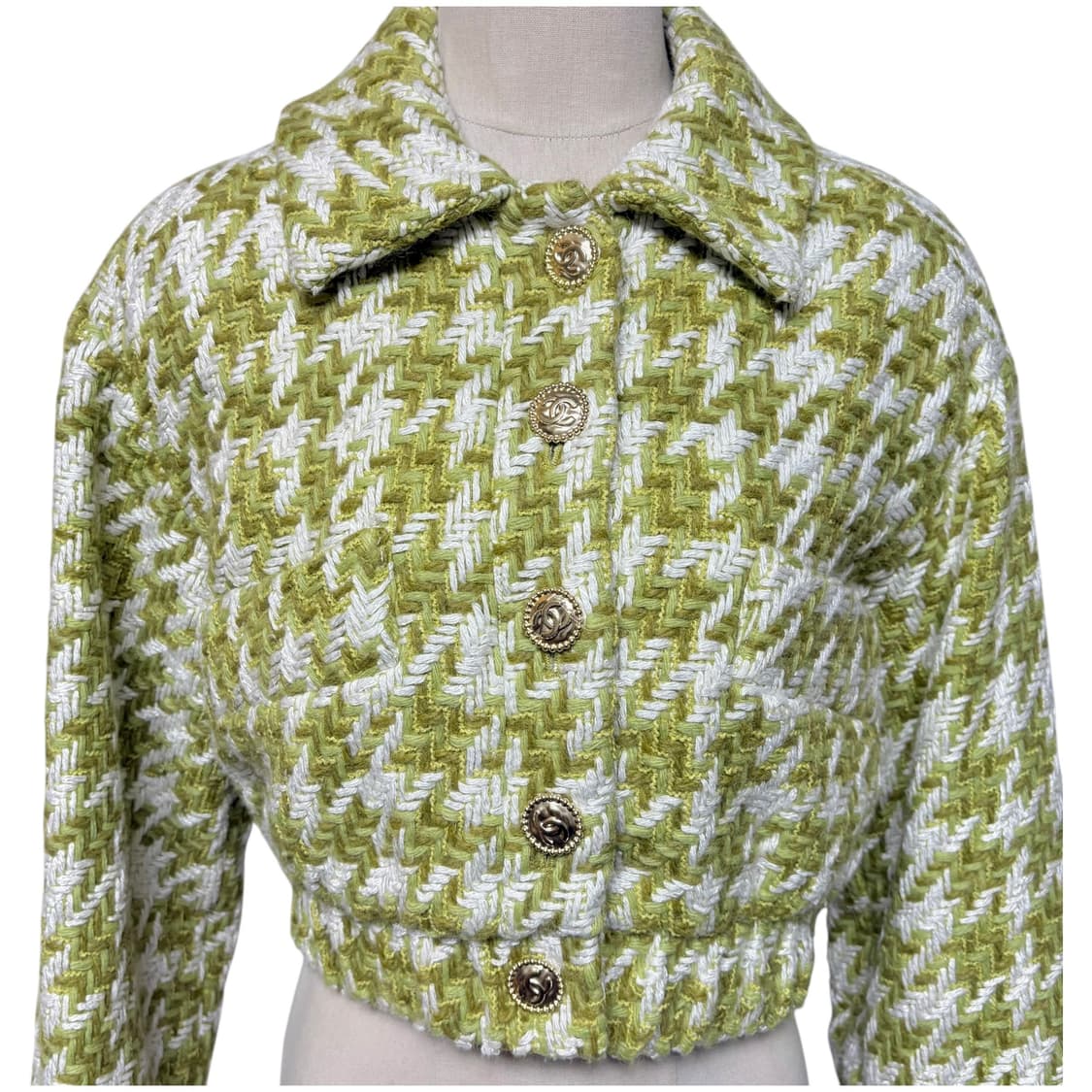 3663 그린 하운드체크 누빔 크롭 트위드 봄버자켓 상품이미지2