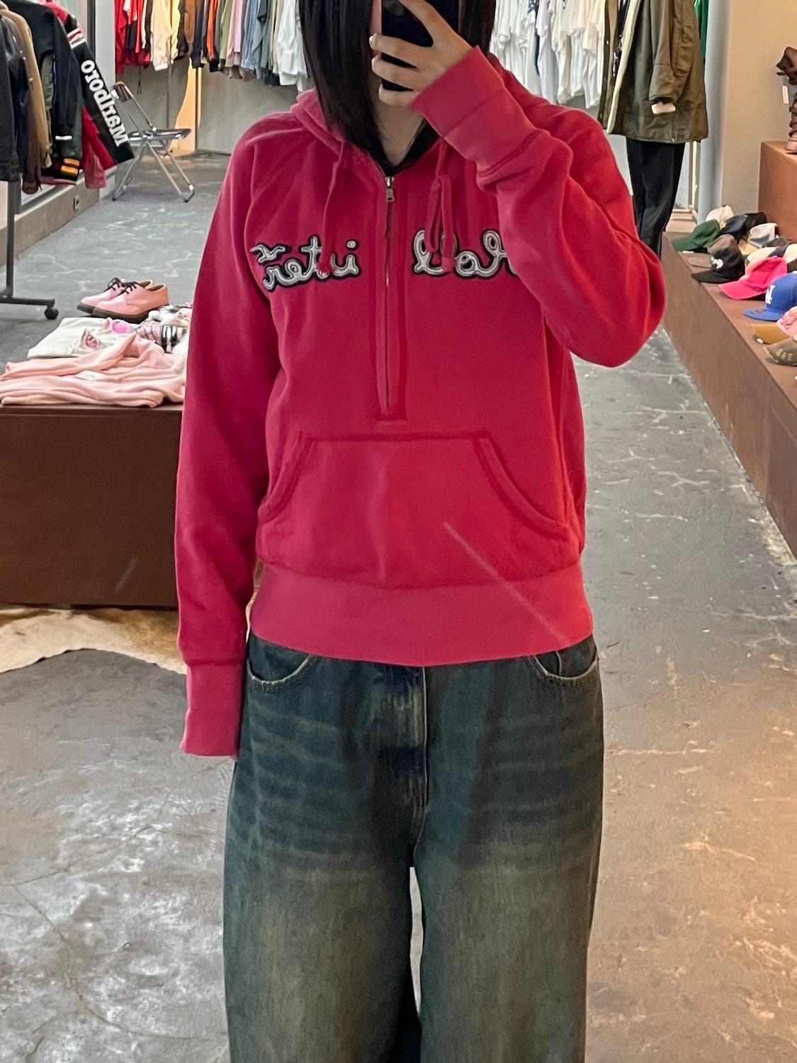 홀리스터 y2k 핫핑크 후드집업 H1792 상품이미지1