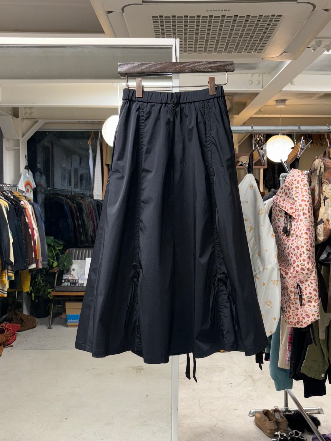 Grand succes 셔링 나일론 롱스커트 상품이미지2