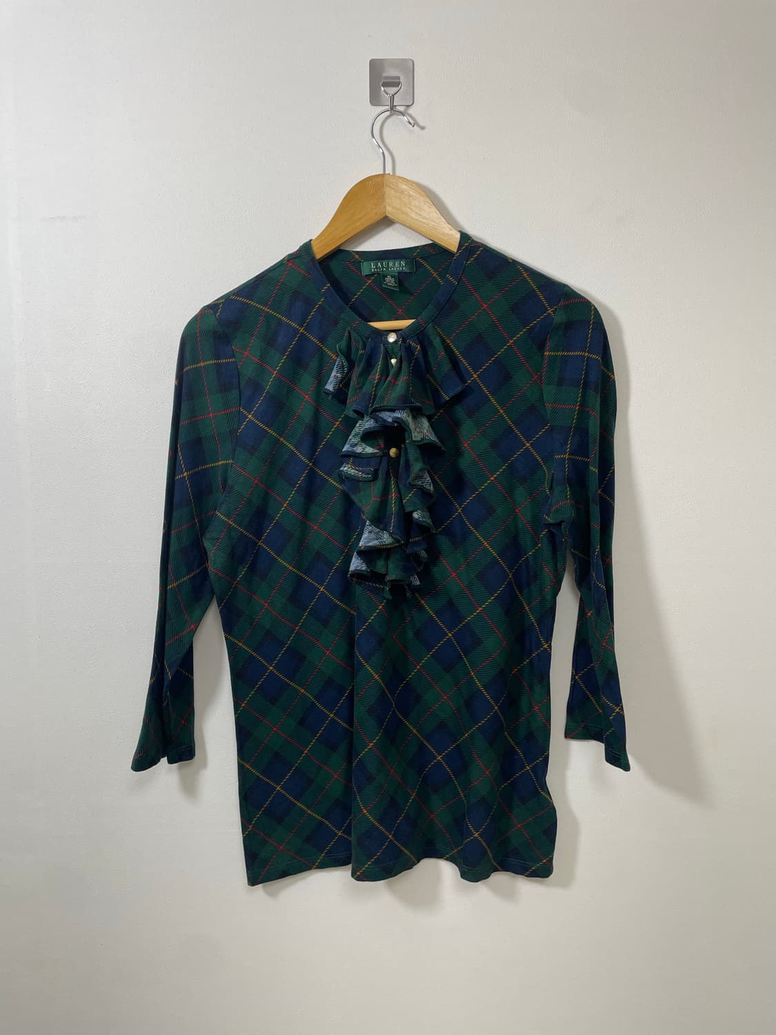 폴로Polo 아가일 패턴 프릴 티셔츠 XL - T1  상품이미지1