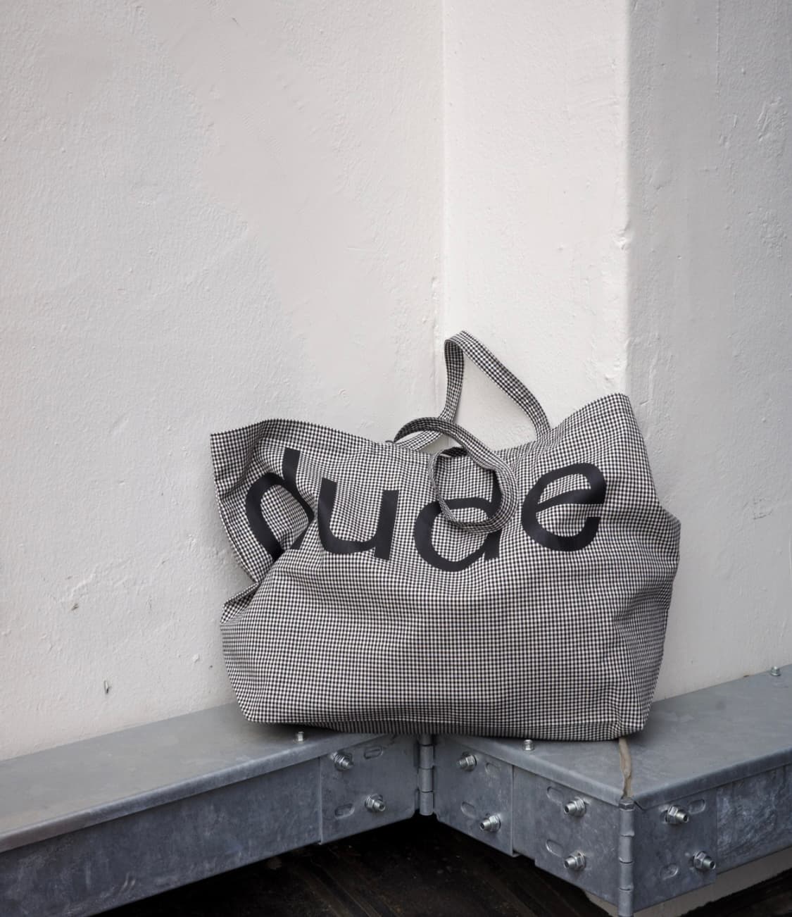 hello dude 헬로듀드 빅 토트백 블랙 체크 에코백 여름 상품이미지1