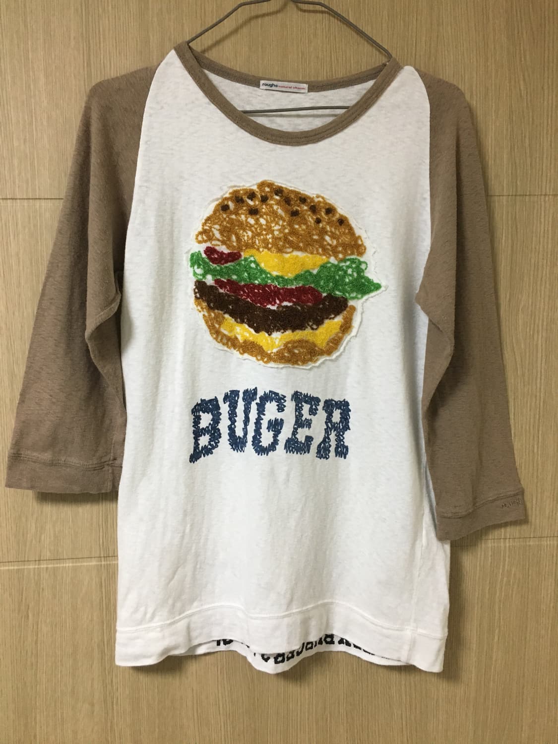 Burger needlework raglan t-shirt 상품이미지2