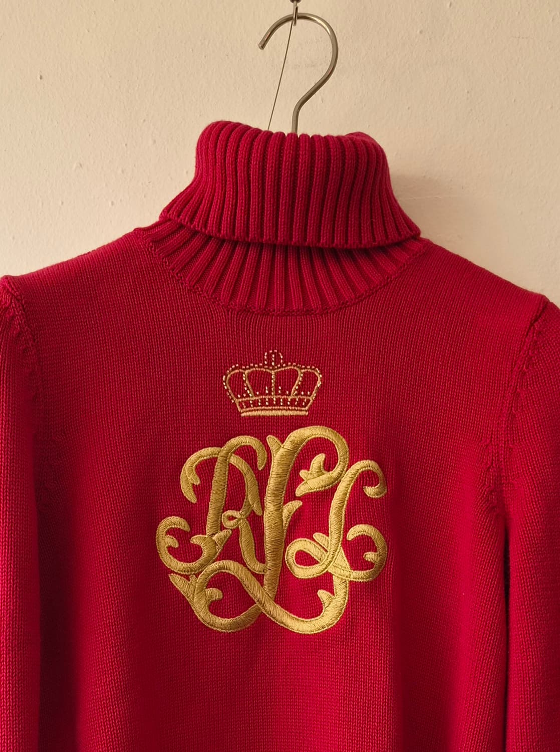 랄프로렌 여성 레드왕관자수터틀넥니트 S사이즈 상품이미지1