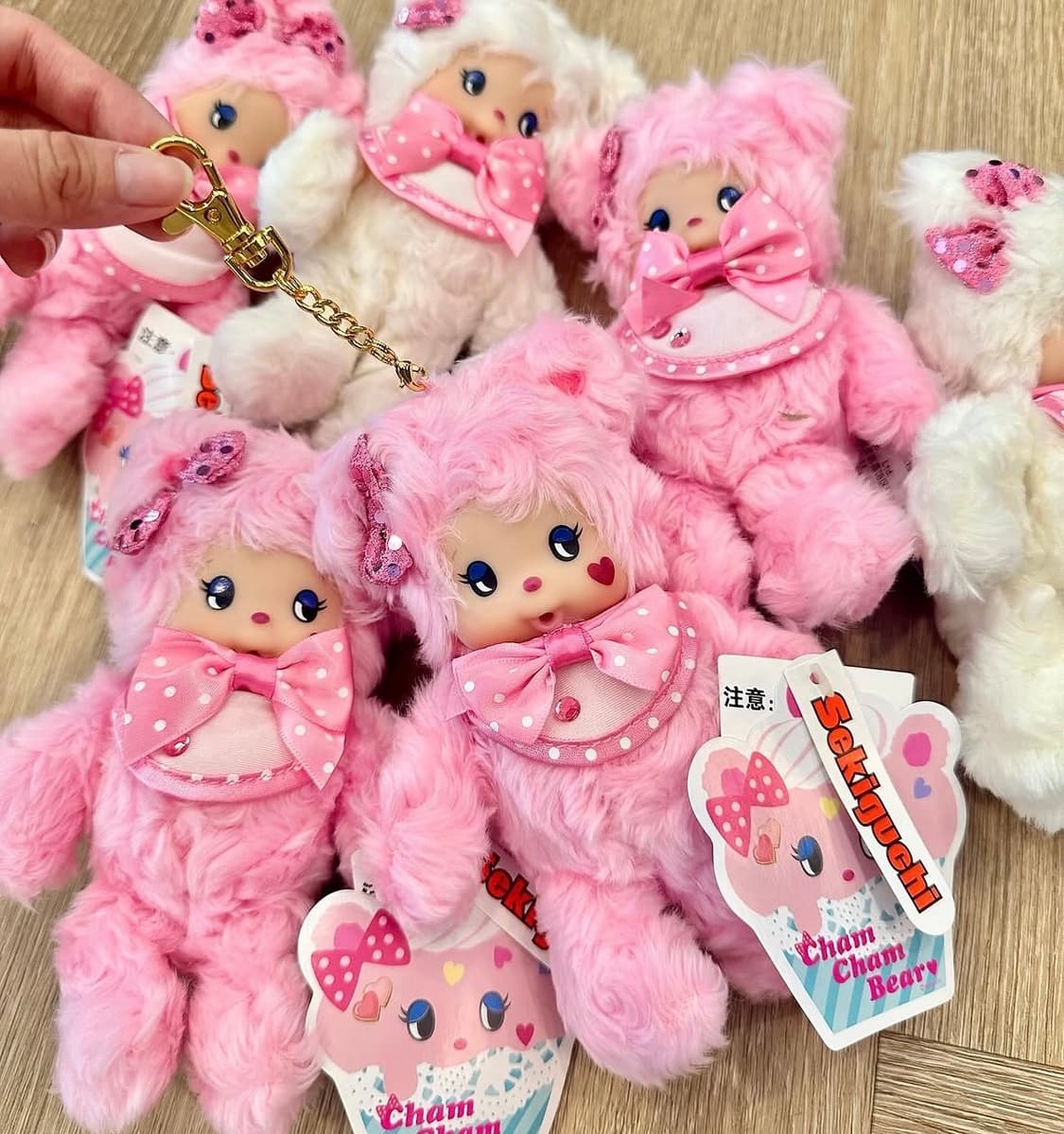 몬치치 챰챰베어 핑크리본 키링 상품이미지1