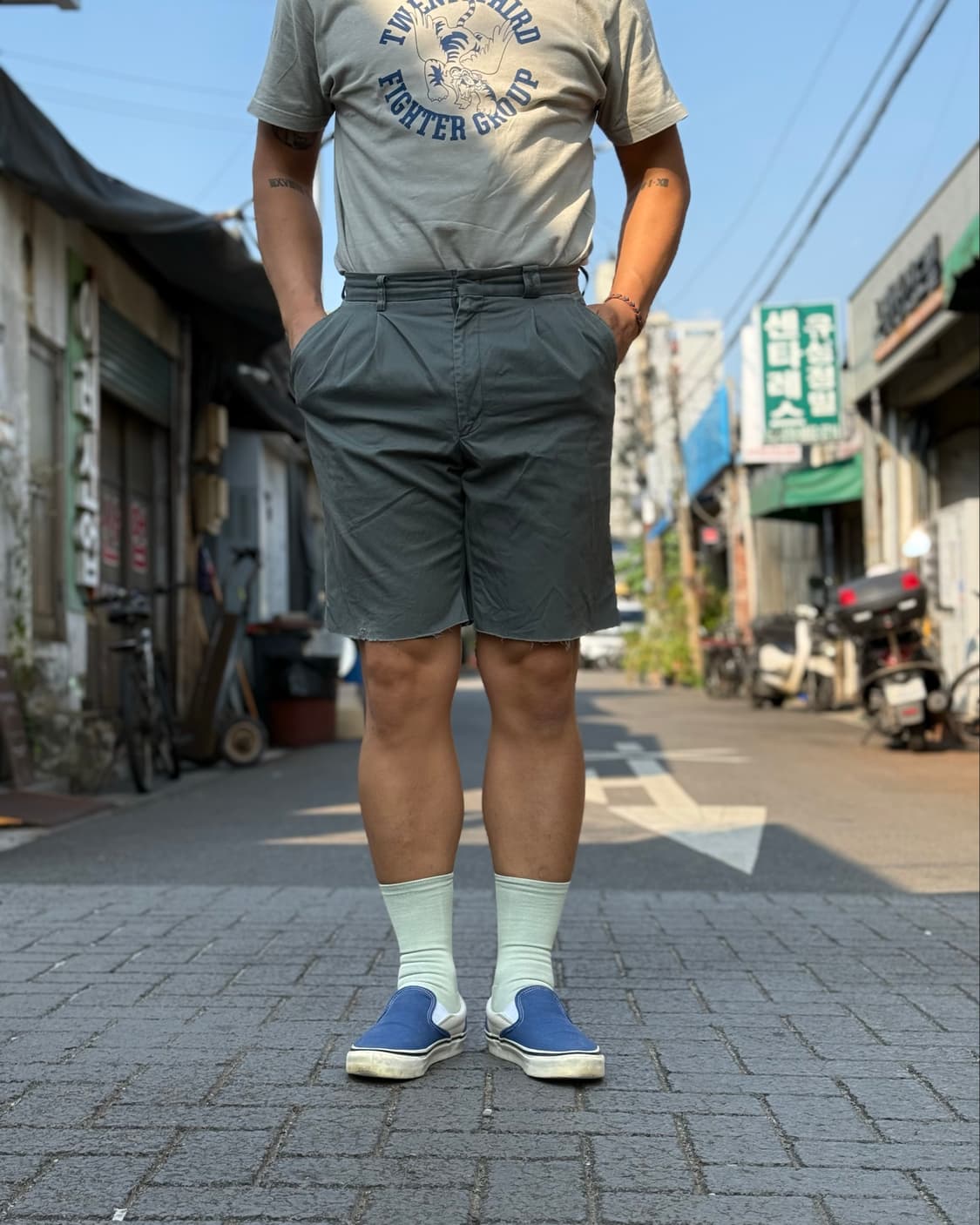 90-00‘s 입생로랑 푸어 옴므 투턱 컷오프 치노 쇼츠 32 상품이미지7