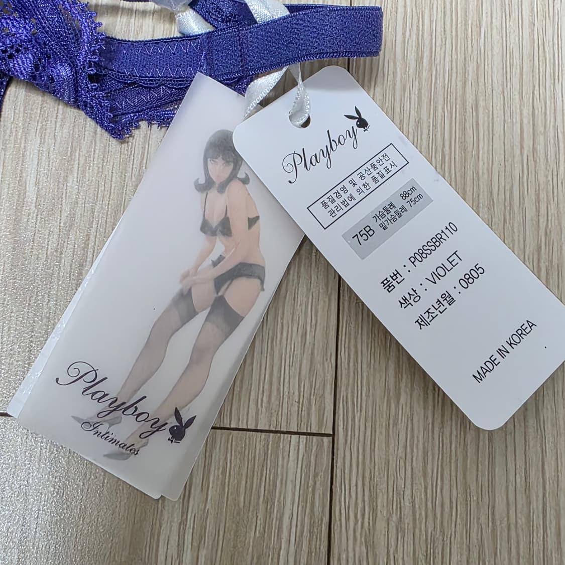 PLAYBOY) 퍼플 빈티지 레이스 란제리 속옷세트 상품이미지5